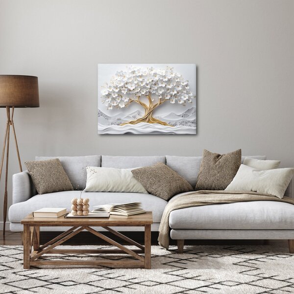 Obraz – 3D elegantný strom života plný kvetov (70x50 cm)