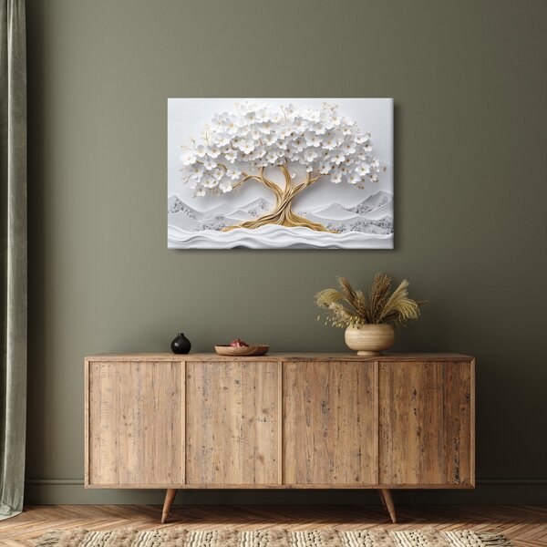 Obraz – 3D elegantný strom života plný kvetov (90x60 cm)