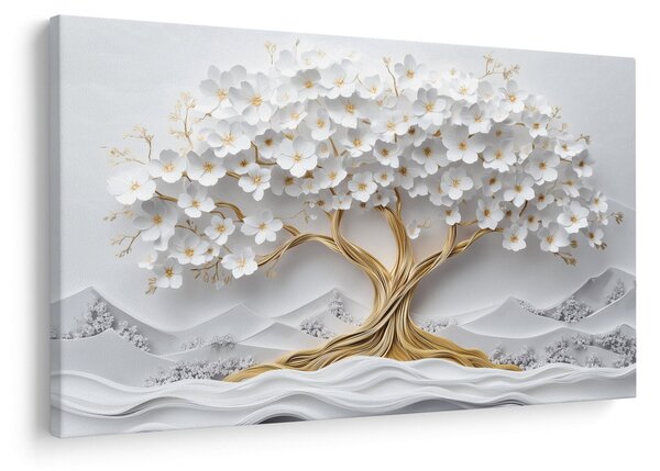 Obraz – 3D elegantný strom života plný kvetov (90x60 cm)