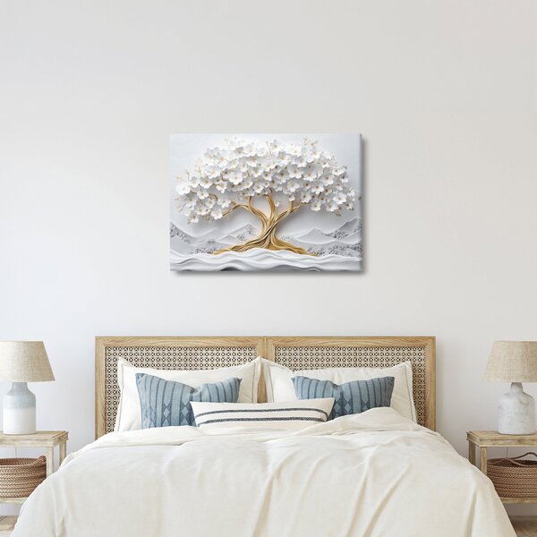 Obraz – 3D elegantný strom života plný kvetov (70x50 cm)