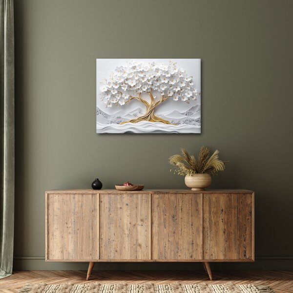 Obraz – 3D elegantný strom života plný kvetov (70x50 cm)