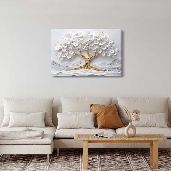 Obraz – 3D elegantný strom života plný kvetov (90x60 cm)