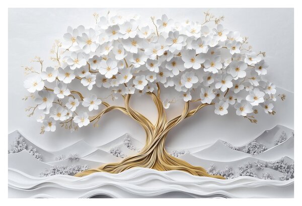 Obraz – 3D elegantný strom života plný kvetov (90x60 cm)