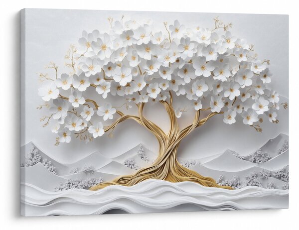 Obraz – 3D elegantný strom života plný kvetov (70x50 cm)
