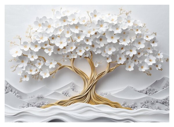 Obraz – 3D elegantný strom života plný kvetov (70x50 cm)