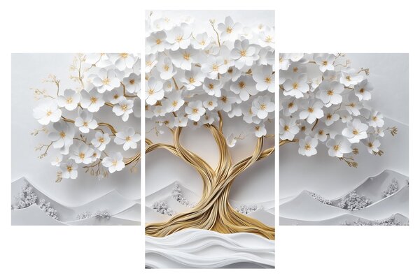 Obraz – 3D elegantný strom života plný kvetov (90x60 cm)