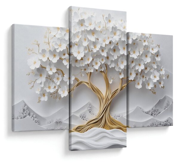 Obraz – 3D elegantný strom života plný kvetov (90x60 cm)