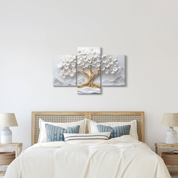 Obraz – 3D elegantný strom života plný kvetov (90x60 cm)