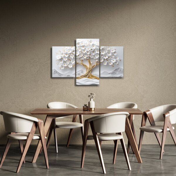 Obraz – 3D elegantný strom života plný kvetov (90x60 cm)