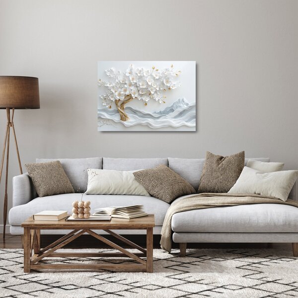 Sklenený obraz – 3D elegantný strom života (70x50 cm)