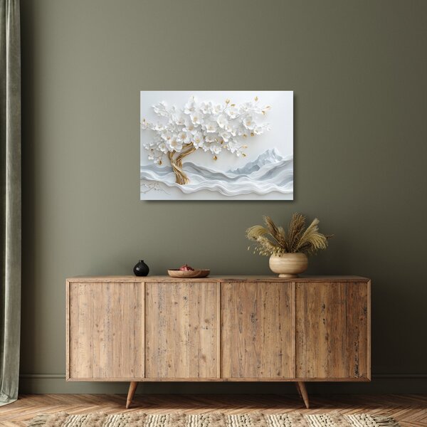 Sklenený obraz – 3D elegantný strom života (70x50 cm)