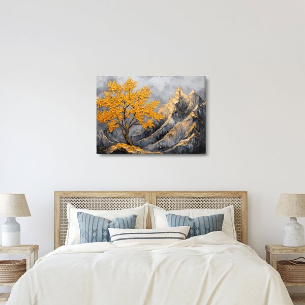 Obraz – Zlatý strom v horách (70x50 cm)