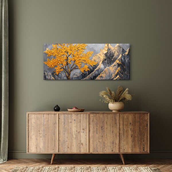 Obraz – Zlatý strom v horách (120x50 cm)