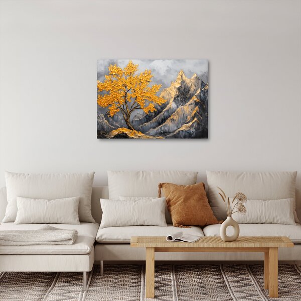 Obraz – Zlatý strom v horách (70x50 cm)