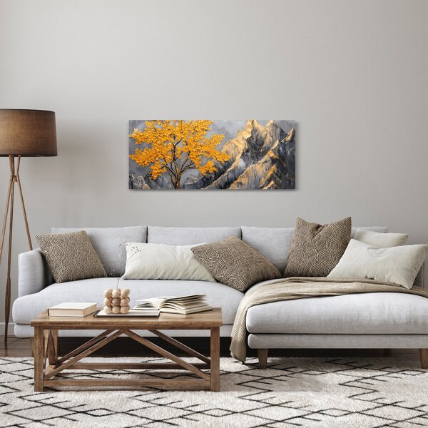 Obraz – Zlatý strom v horách (120x50 cm)