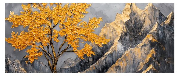 Obraz – Zlatý strom v horách (120x50 cm)