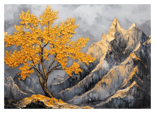 Obraz – Zlatý strom v horách (70x50 cm)