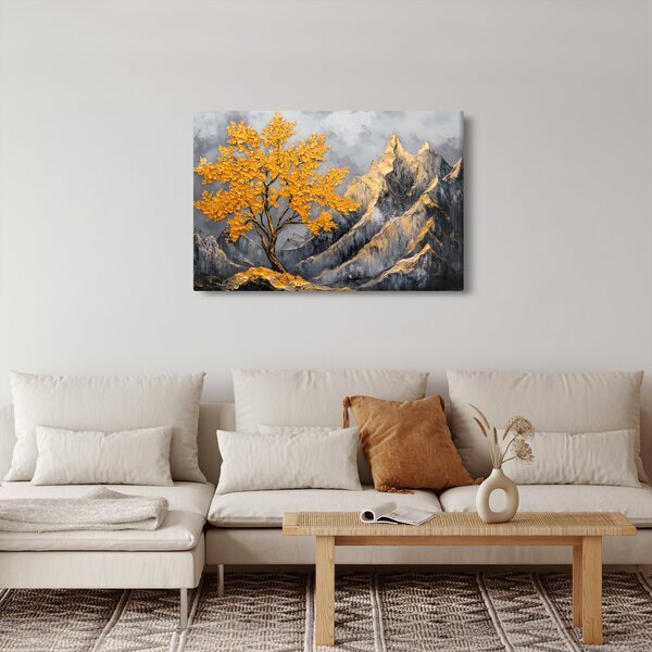 Obraz – Zlatý strom v horách (90x60 cm)
