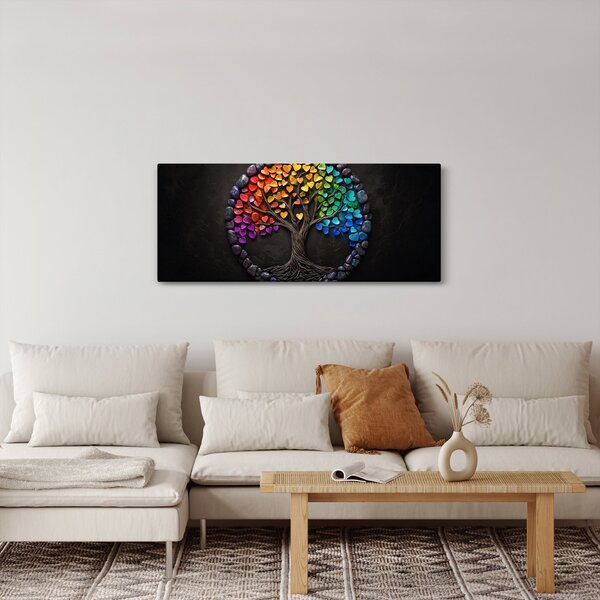 Obraz – Strom plný farebných sŕdc (120x50 cm)