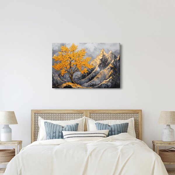 Obraz – Zlatý strom v horách (90x60 cm)