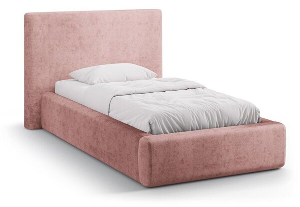 Ružová čalúnená jednolôžková posteľ s úložným priestorom s roštom 90x200 cm Amy – Micadoni