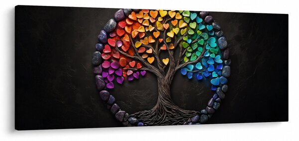 Obraz – Strom plný farebných sŕdc (120x50 cm)