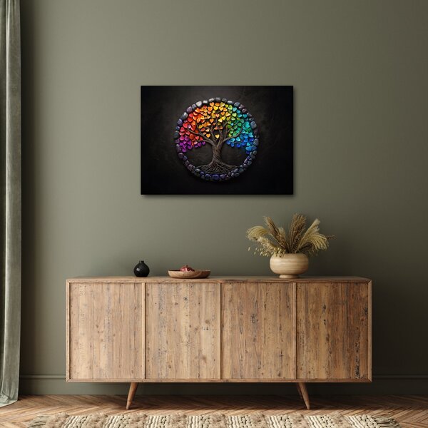 Obraz – Strom plný farebných sŕdc (70x50 cm)