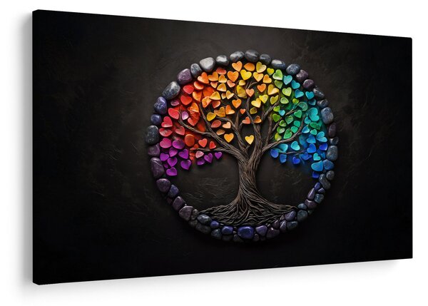 Obraz – Strom plný farebných sŕdc (90x60 cm)
