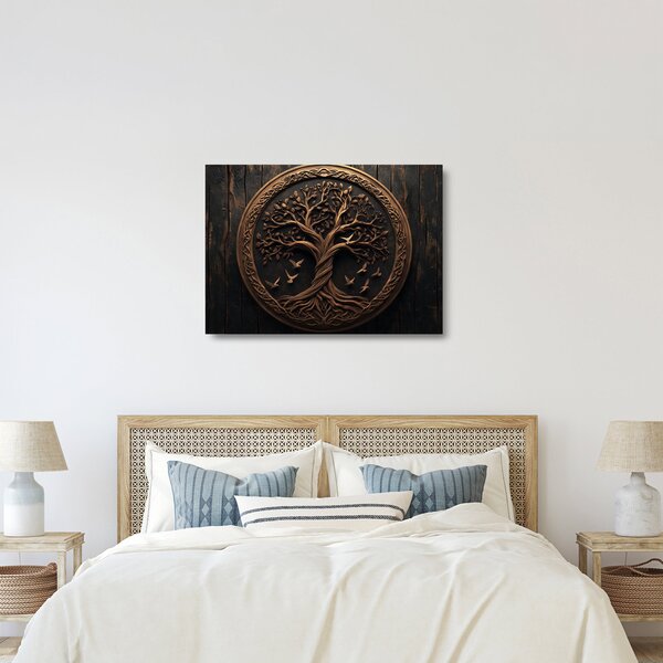 Sklenený obraz – Drevený strom života (70x50 cm)