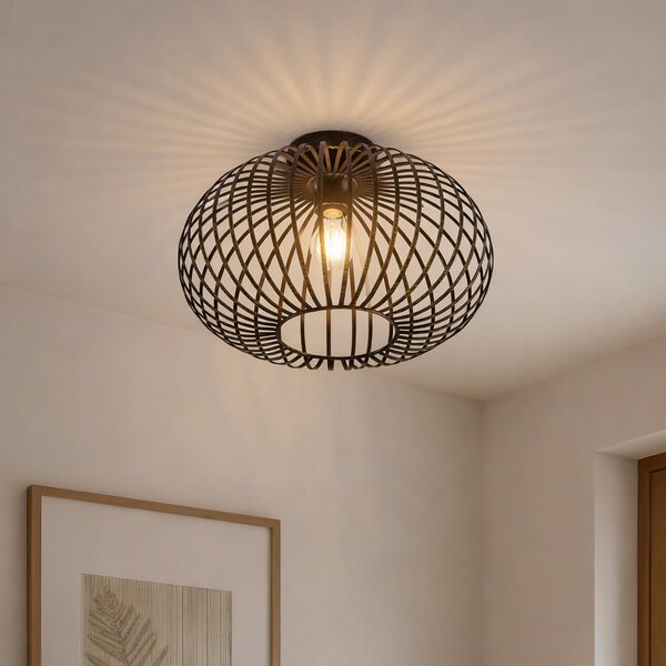 Stropné Lampa Lindby, Rosalea, stmievateľné, Čierna, Obývacia izba, Kov, Moderný