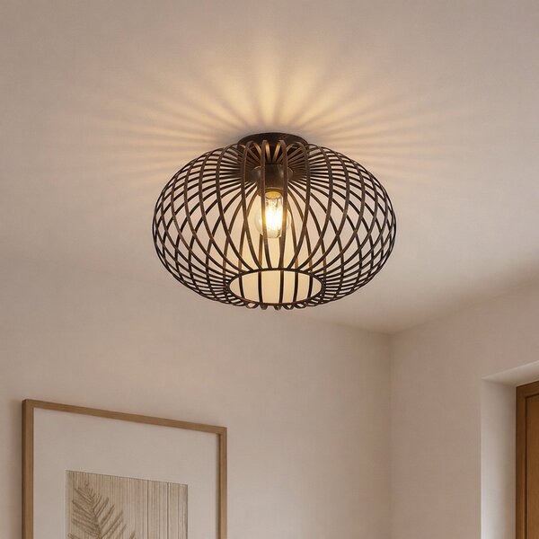 Stropné Lampa Lindby, Rosalea, stmievateľné, Čierna, Obývacia izba, Kov, Moderný