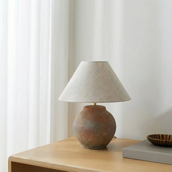 Stolové Lampa Lucande, Thalorin, Hnedá / Hrdzavá, Obývacia izba, Keramika, Škandinávsky