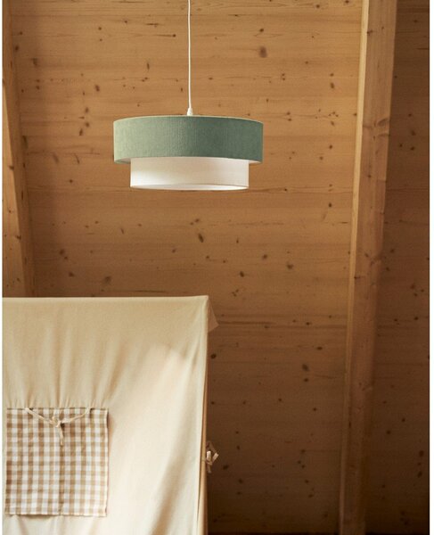 Biely/tyrkysovomodrý detský luster s textilným tienidlom Bianella – Kave Home