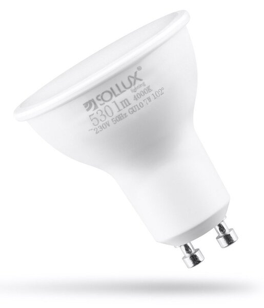 Neutrálna LED žiarovka GU10, 7 W – Sollux