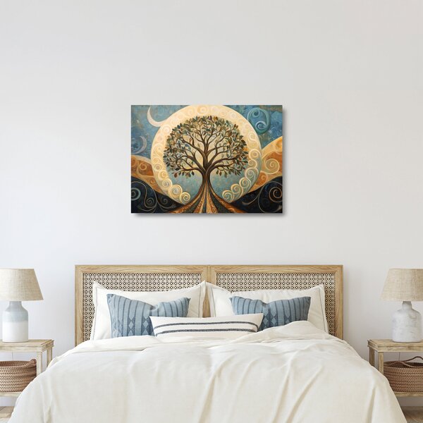 Sklenený obraz – Strom života a špirály (70x50 cm)