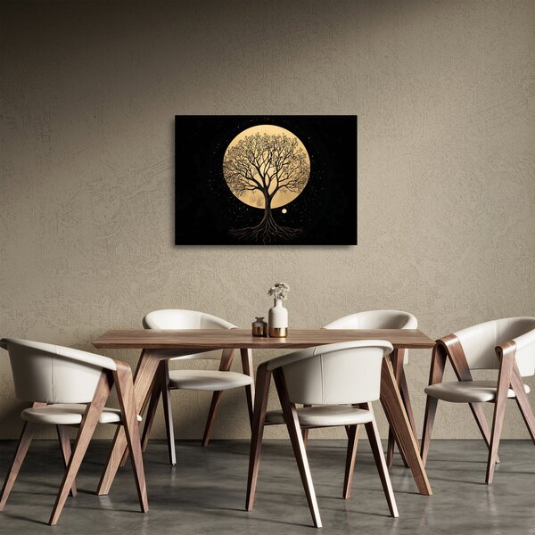 Sklenený obraz – Strom v zlatom splne I. (70x50 cm)