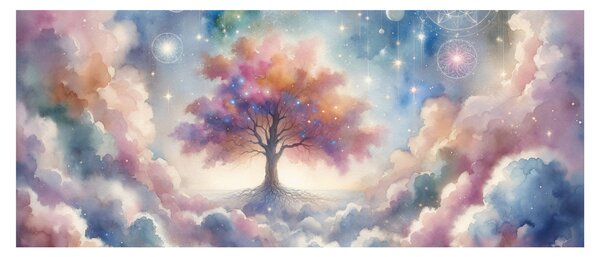 Obraz – Strom života v oblakoch (120x50 cm)