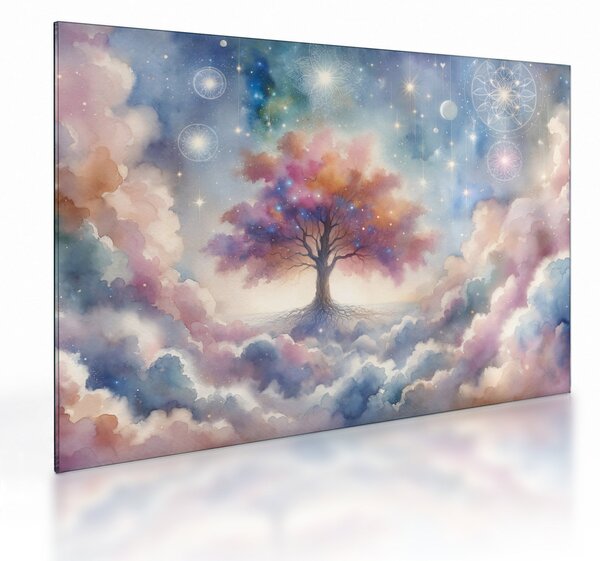 Sklenený obraz – Strom života v oblakoch (70x50 cm)