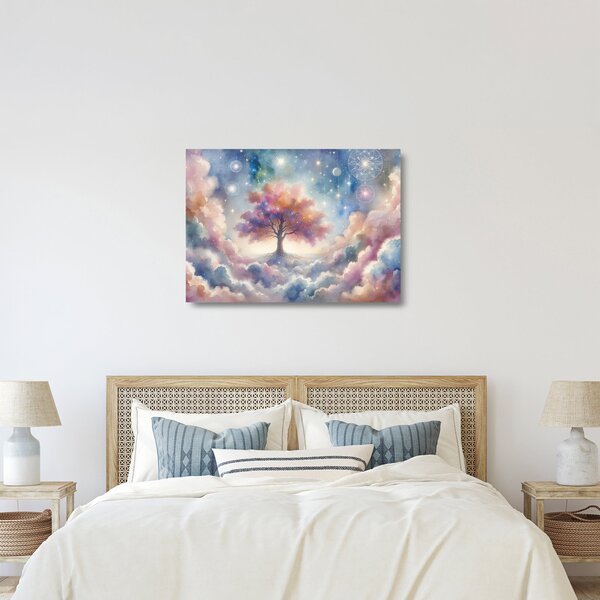 Sklenený obraz – Strom života v oblakoch (70x50 cm)