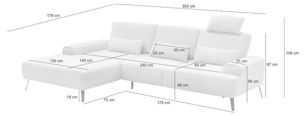 ROHOVÁ SEDAČKA, textil, svetlosivá Livetastic - Sedačky, Online Only