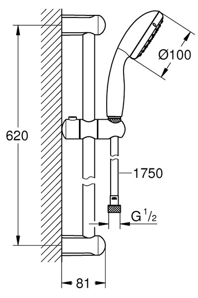 GROHE Vitalio Go 100 - Sprchová súprava, chróm 26196000