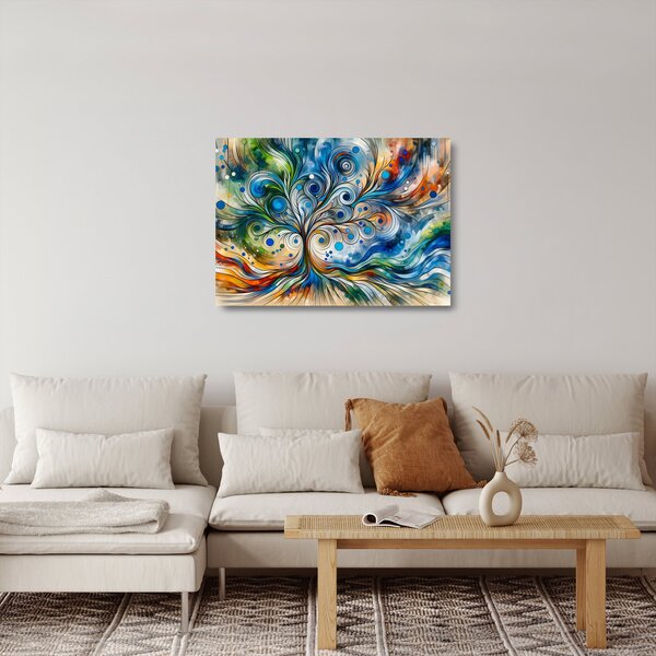 Sklenený obraz – Farebný energetický strom (70x50 cm)