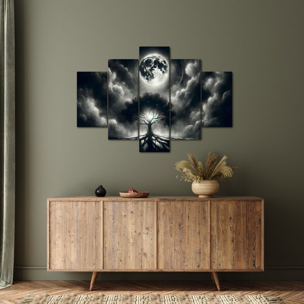 Obraz – Čiernobiely strom v splne (150x105 cm)