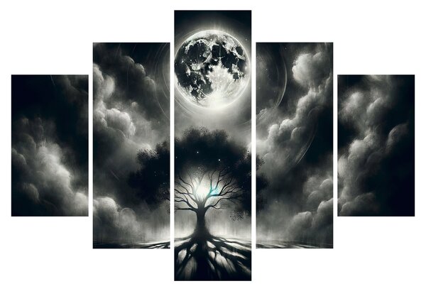Obraz – Čiernobiely strom v splne (150x105 cm)