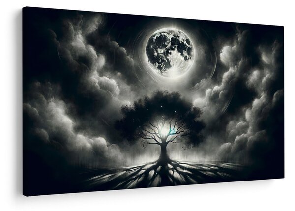 Obraz – Čiernobiely strom v splne (90x60 cm)