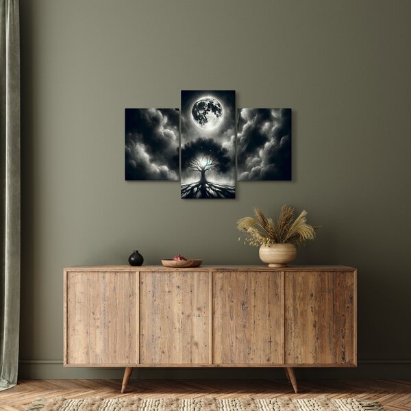 Obraz – Čiernobiely strom v splne (90x60 cm)
