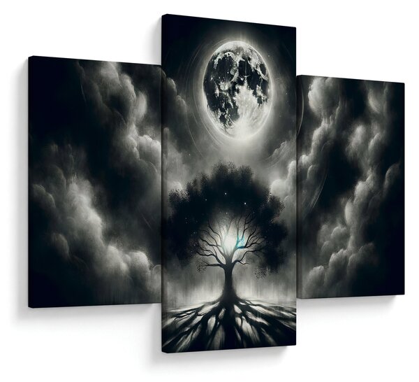 Obraz – Čiernobiely strom v splne (90x60 cm)