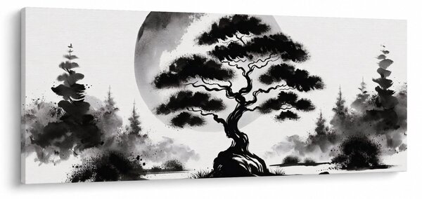 Obraz – Čiernobiela bonsai (120x50 cm)
