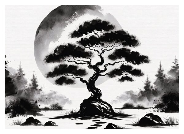 Obraz – Čiernobiela bonsai (70x50 cm)