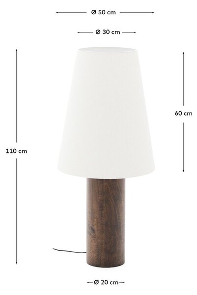 Biela/v tmavoprírodnej farbe stojacia lampa s textilným tienidlom (výška 110 cm) Marga – Kave Home